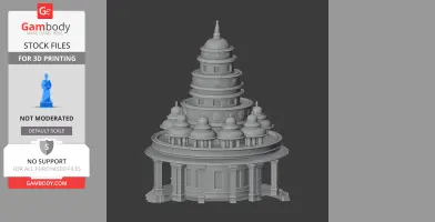 Intricate multi-tiered temple-like structure, ideal for 3D printing in STL format.