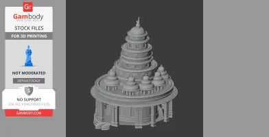 Ornate multi-tiered circular building model for 3D printing, featuring domes and columns.