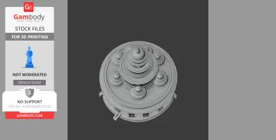 A pagoda-style architectural model with concentric tiers and rounded domes, designed for 3D printing.