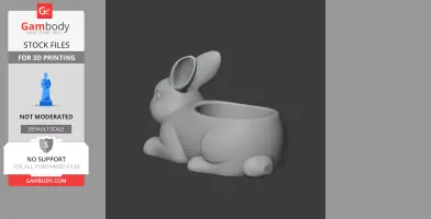3D model of a rabbit-shaped bowl with a hollow body for wall mounting or use as a hook.