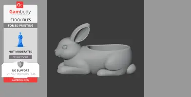 3D model of a rabbit-shaped bowl, designed as a wall hook for 3D printing.