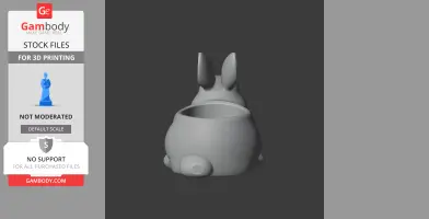 3D model of a wall hook shaped like a rabbit with a bowl on its back.