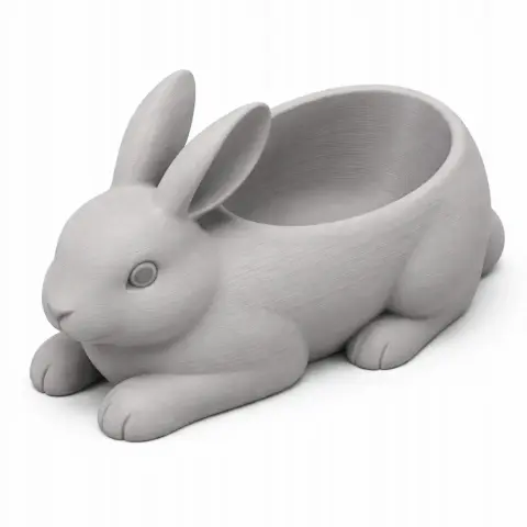 3D printed rabbit-shaped bowl, designed for wall-mounting as an animal hook.