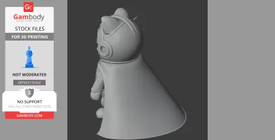 A 3D model of a cartoon cat in a cape and helmet, combining elements from two fictional characters.