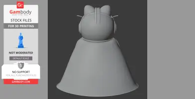 3D model of a cloaked character with cat-like ears, viewed from the back.