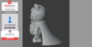 A 3D model of a character mashup: Garfield dressed as Doctor Fate, complete with helmet and cape.