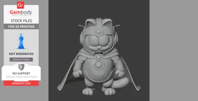 A mashup figure merging Garfield with Doctor Fate in a detailed outfit, designed for 3D printing.