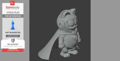 A mashup figure of Garfield and Doctor Fate, featuring a cloak and helmet, in 3D print-ready form.