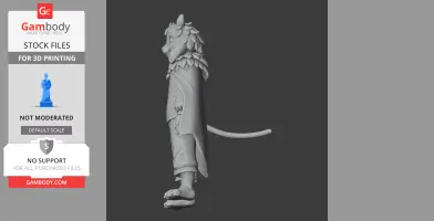 A side view of a 3D printed Asriel figure from Undertale, featuring a flower form with detailed fur and clothing.