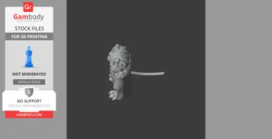 3D model of a character with layered petals and a long tail, designed for printing.