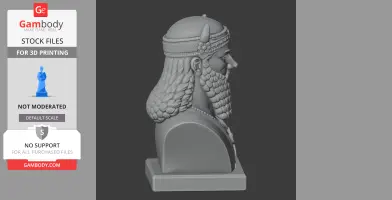 A detailed 3D bust of Gilgamesh featuring a bearded face and ornate headwear.