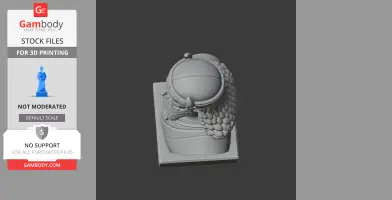 3D render of a Gilgamesh bust with intricate helmet and shoulder armor, viewed from above.