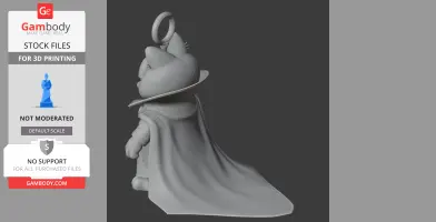 Garfield-Doctor Strange mashup in a cape with a ring atop his head, 3D printing model.