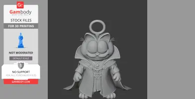 Mashup 3D model of Garfield dressed as Doctor Strange with a circular ring on top.