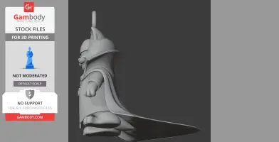 A 3D figure of a cat character dressed as a wizard with a long cape and hat, side view.