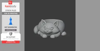 3D model of a raccoon-shaped bowl with a cute face and paws, suitable for wall mounting.