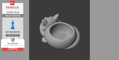 3D model of a raccoon-shaped bowl with wall hook for printing.