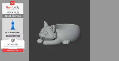 A 3D model of a raccoon-shaped bowl with a sitting raccoon at the front, designed for 3D printing.