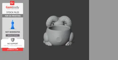3D model of a ram-shaped bowl with curled horns, designed as an animal wall hook.