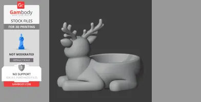 3D model of a reindeer with antlers, sitting with a bowl-like back.