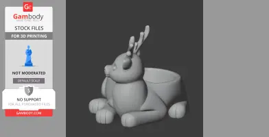 3D model of a reindeer-shaped bowl with antlers, designed as a decorative wall hook.