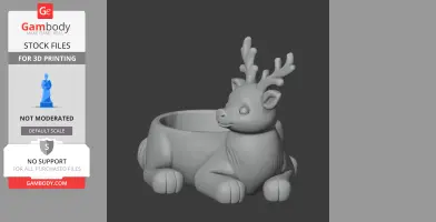 3D model of a sitting reindeer with antlers, forming a decorative bowl for wall mounting.