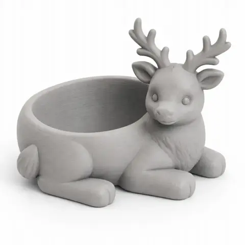 A 3D-printed reindeer-themed bowl with antlers, designed as a decorative wall hook.