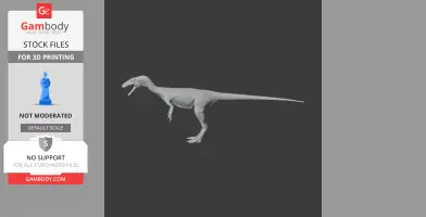 3D model of Notatesseraeraptor, a prehistoric dinosaur, shown in profile view with a long tail.