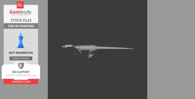 A 3D model of a Notatesseraeraptor dinosaur, captured in a side view, ready for printing.