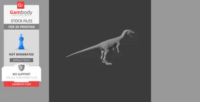 3D model of Notatesseraeraptor dinosaur, shown in a dynamic pose for 3D printing.