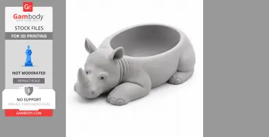 Rhinoceros Bowl - Animal Wall Hook STL