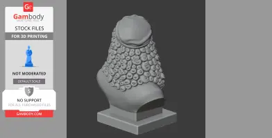 3D printed bust of a historical figure with detailed curly hair on a pedestal.