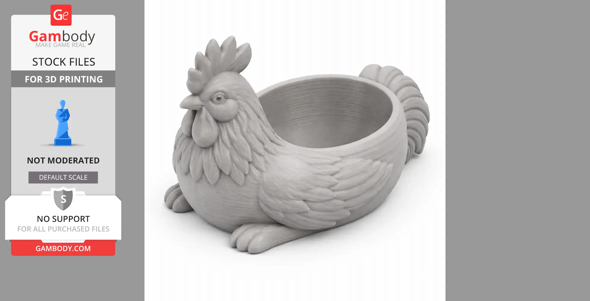 Rooster Bowl - Animal Wall Hook STL