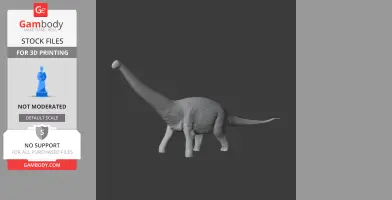 3D model of a long-necked, four-legged dinosaur with textured skin, viewed from the side.