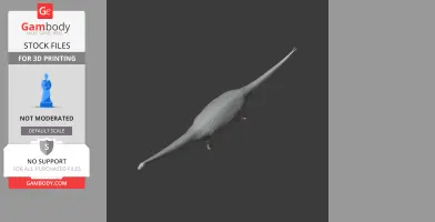 A 3D model of a long-necked prehistoric animal, viewed from above, for printing.