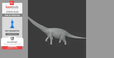 3D model of a long-necked prehistoric dinosaur in a side view for printing.