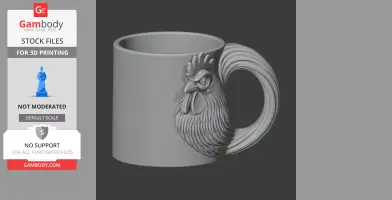 Rooster Mug - Animal Wall Hook STL