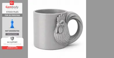 Rooster Mug - Animal Wall Hook STL