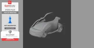 3D model of a sleek, modern car with an open, futuristic design for 3D printing.