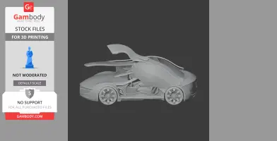 3D model of a sleek Alfa Romeo Pandion car with doors open, for 3D printing.