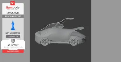 3D model of a sleek Alfa Romeo Pandion car with open doors and hood, designed for 3D printing.