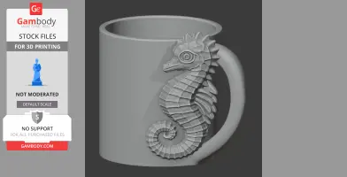 Seahorse Mug - Animal Wall Hook STL