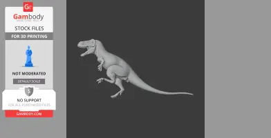 3D model of Nototyrannus dinosaur posed mid-stride, designed for 3D printing.
