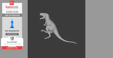 3D model of a Nototyrannus dinosaur in a walking pose, designed for 3D printing.