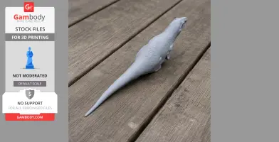 3D printed Nototyrannus model on wooden surface, viewed from above.