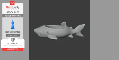 A 3D model of a shark-shaped bowl designed as a wall hook for 3D printing.