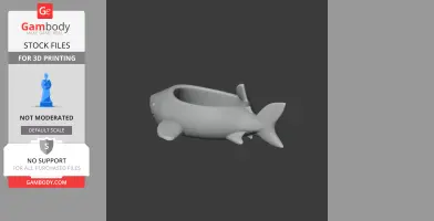 3D model of a shark-shaped bowl and wall hook, designed for 3D printing.