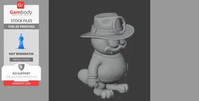 Chibi-style cartoon cat wearing a wide-brimmed hat, inspired by a character mashup.