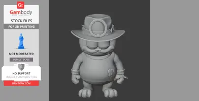 Garfield figure in Freddy Krueger outfit with hat and clawed glove, designed for 3D printing.