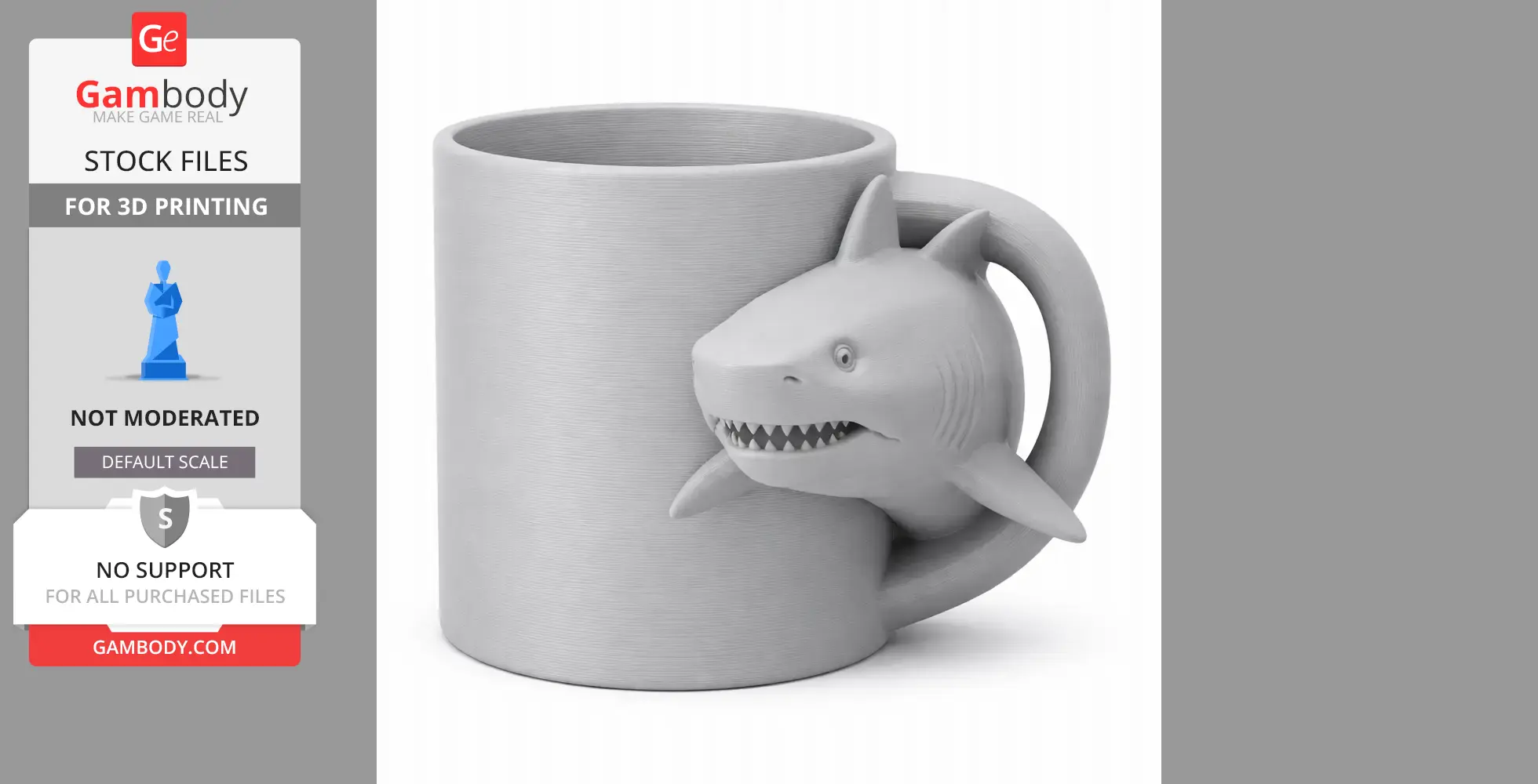 Shark Mug - Animal Wall Hook STL